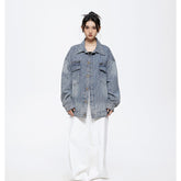 Unisex Jacket Retro Washed Overalls Men and Women Couple Loose Denim Jacket